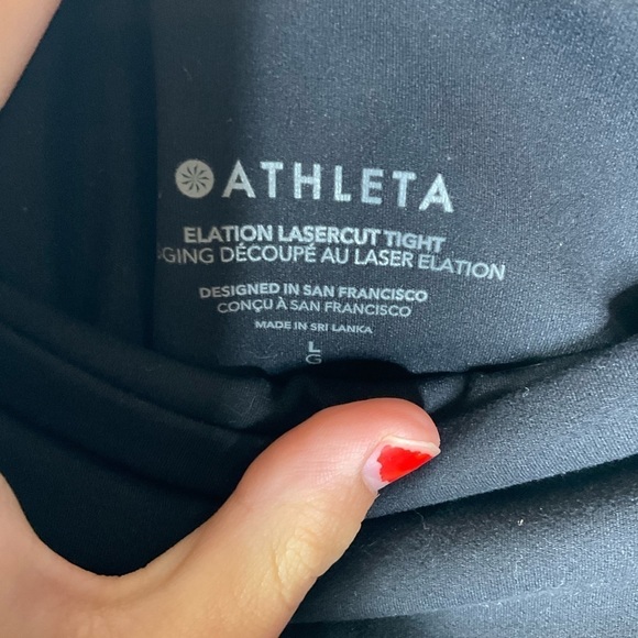Athleta Salutation Lasercut Tight Black Leggings Size Large - Picture 3 of 7